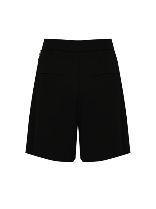 Shorts in gabardina di viscosa con logo gioiello Nero Elisabetta Franchi | SH00561E2110